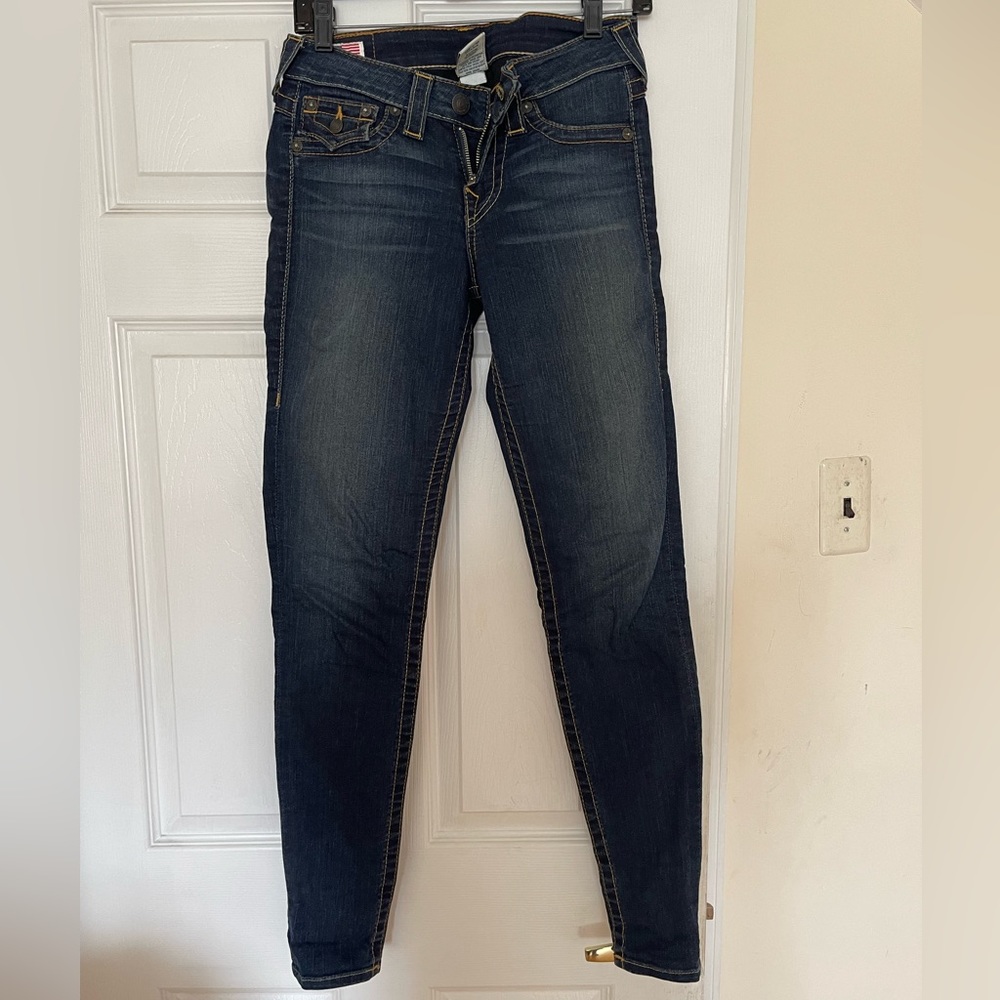 True Religion jeans skinny Mid Rise Dark blue denim women’s size 27X32